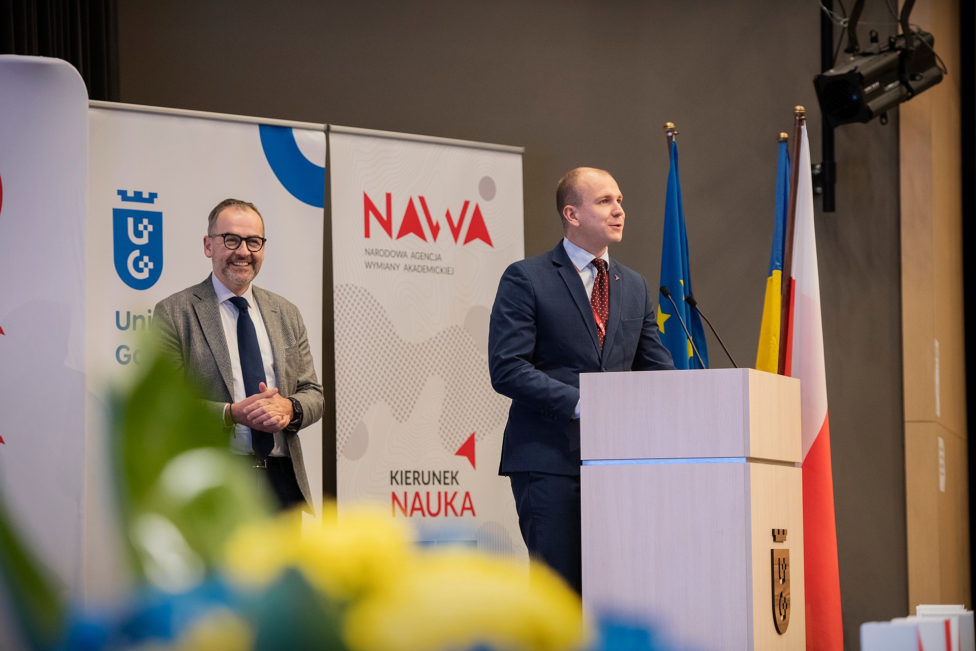 Úvodní projev generálního ředitele Polské národní agentury pro akademickou výměnu (NAWA), Dr. Dawid Kostecki. Zdroj: NAWA 