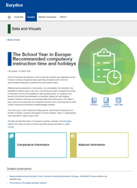 Webový nástroj The School Year in Europe: Recommended compulsory instruction time and holidays