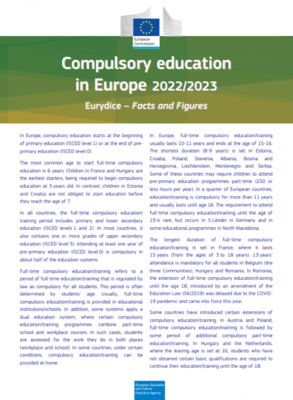 Obrázek studie Compulsory education in Europe 2022/2023