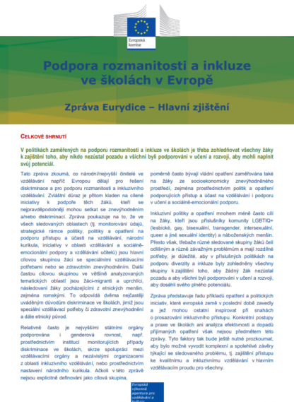 Obrázek studie Podpora rozmanitosti a inkluze ve školách v Evropě